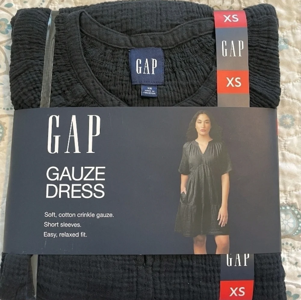 Gap Women's Gauze Tiered Dress Black